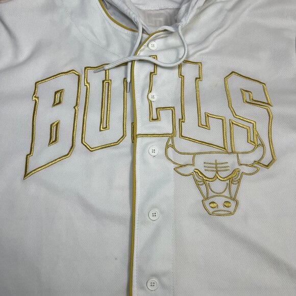 NBA Chicago Bulls White Gold Hooded Button Jersey XL #66 Chicago Short Sleeve - Picture 8 of 12